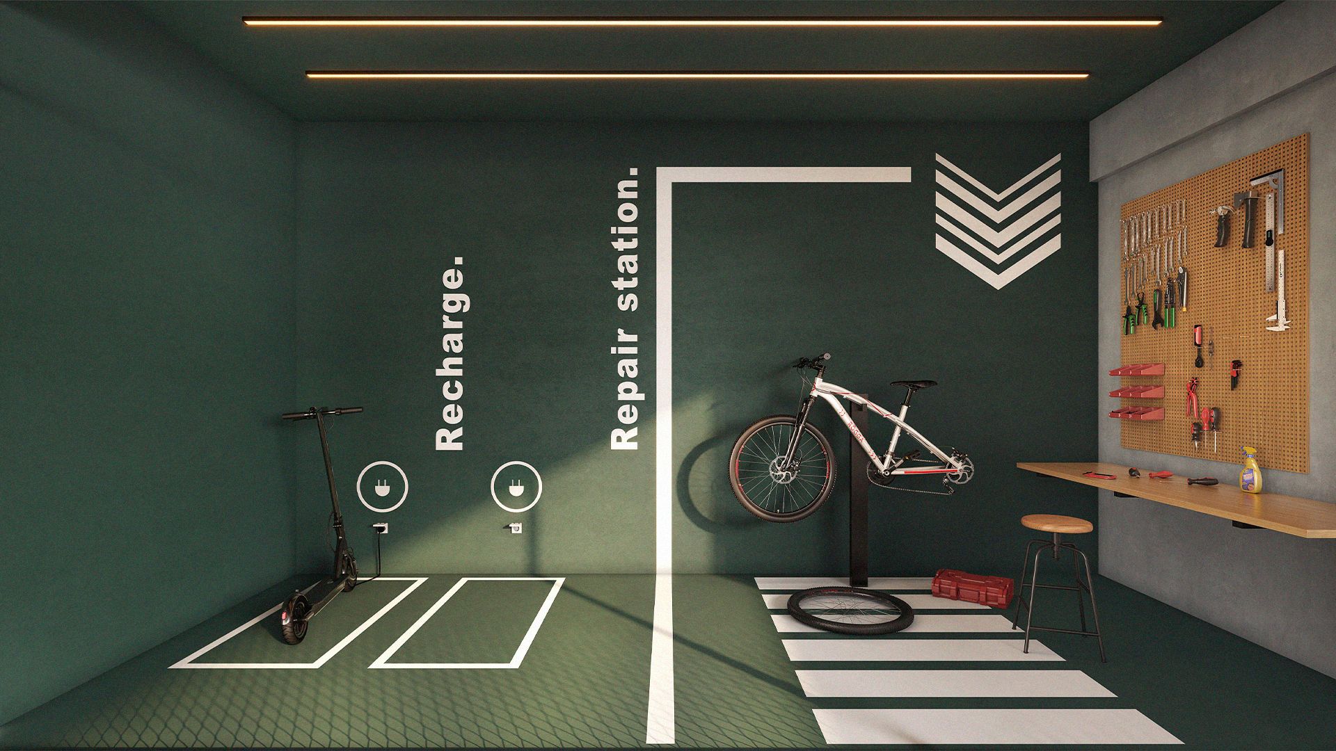 Bicicletário com Repair Station